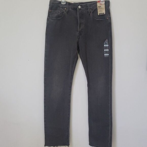 NwT Levi's 501xx Jeans Womens sz 29 Black Wash Raw Hem Denim - Picture 1 of 7